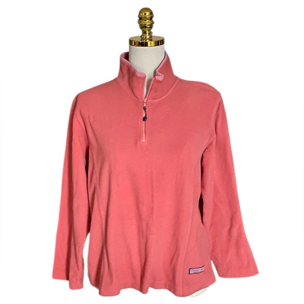 Vineyard Vines Women’s Coral Pink Quarter-Zip Fleece Pullover Sweatshirt Size XL